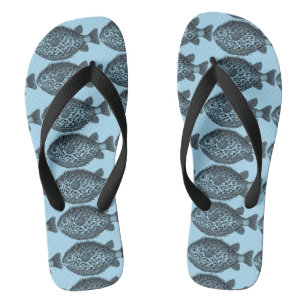 Porcupine blowfish Thunder_Cove Flip Flops