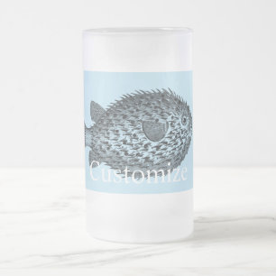 Porcupine blowfish Thunder_Cove Frosted Glass Beer Mug