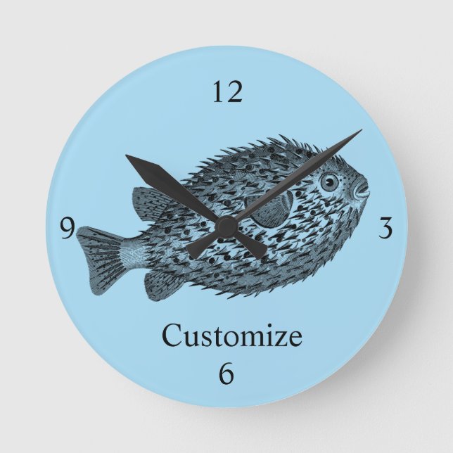 Porcupine blowfish Thunder_Cove   Round Clock (Front)