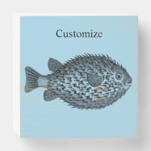 Porcupine blowfish Thunder_Cove Wooden Box Sign