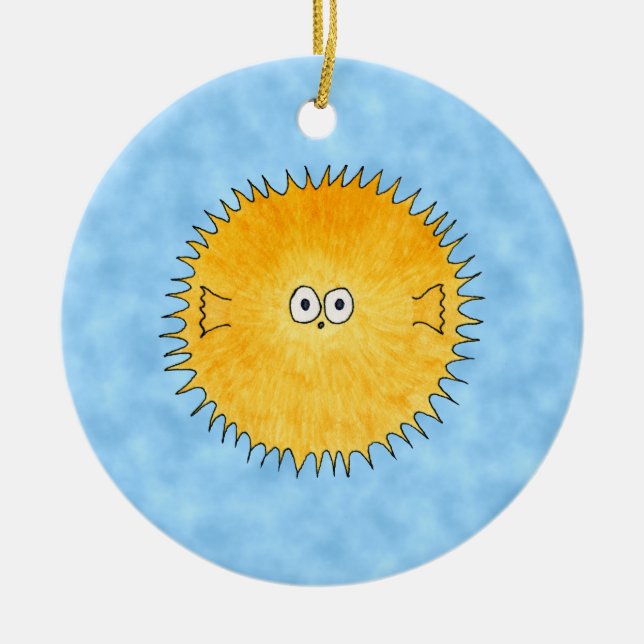 Porcupine Fish. Ceramic Ornament (Front)