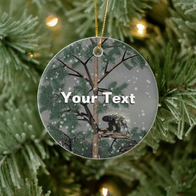 Porcupine In A Pine Tree Ceramic Ornament (Tree)