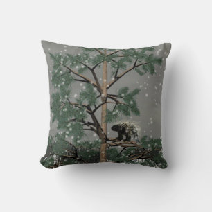 Porcupine In A Pine Tree Throw Pillow