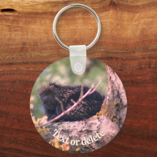 Porcupine In Tree Animal Nature Personalized Keychain