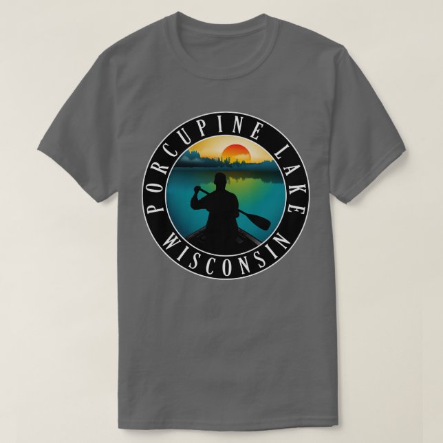 Porcupine Lake Wisconsin Canoeing T-Shirt (Design Front)
