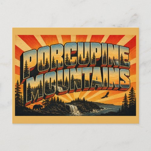 Porcupine Mountains Michigan Old Growth Waterfall Postcard
