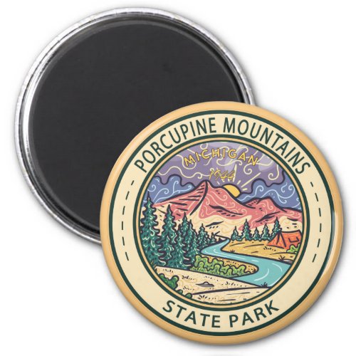 Porcupine Mountains State Park Michigan Badge Magnet