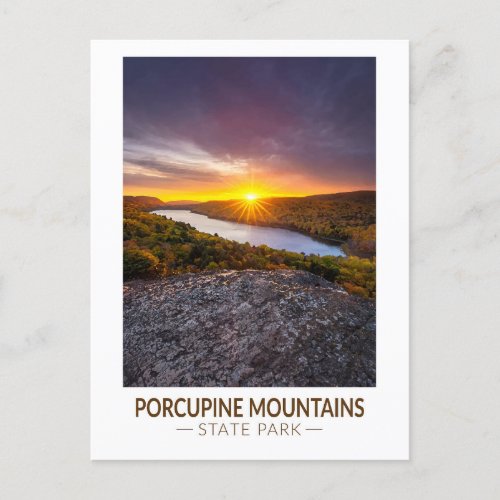 Porcupine Mountains State Park Michigan Watercolor Postcard