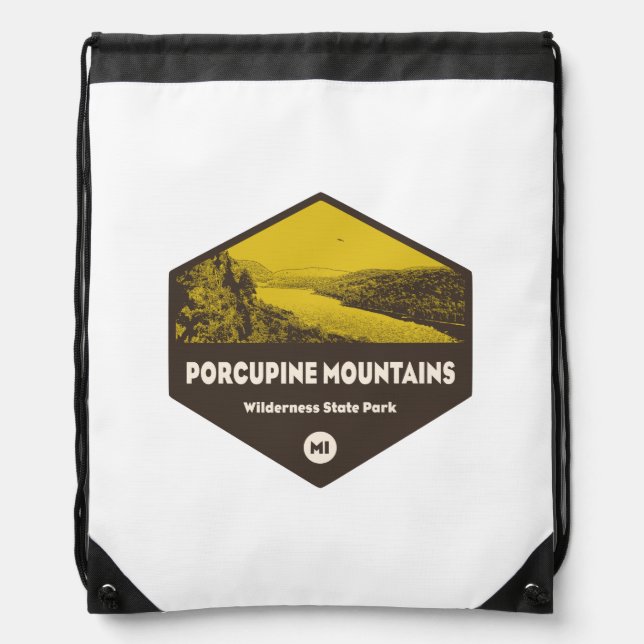 Porcupine Mountains Wilderness State Park Michigan Drawstring Bag (Front)