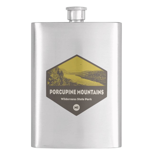 Porcupine Mountains Wilderness State Park Michigan Flask (Front)
