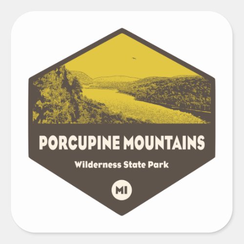 Porcupine Mountains Wilderness State Park Michigan Square Sticker
