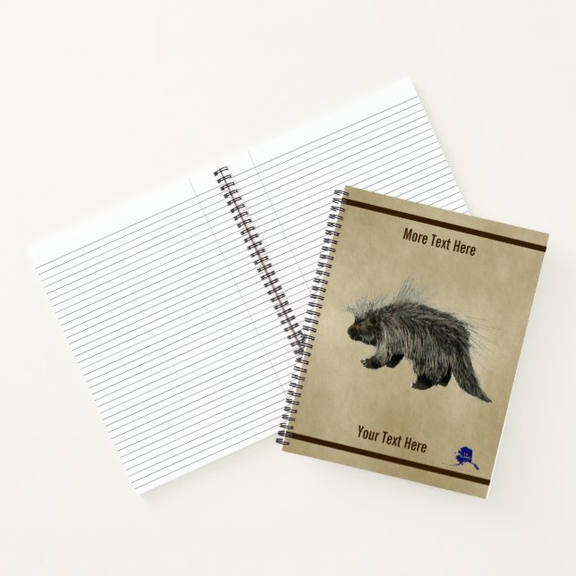 Porcupine On Old Paper Notebook (Inside)