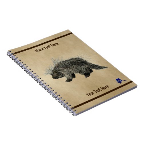 Porcupine On Old Paper Notebook