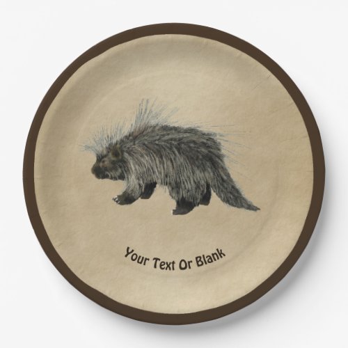 Porcupine On Old Paper Paper Plates