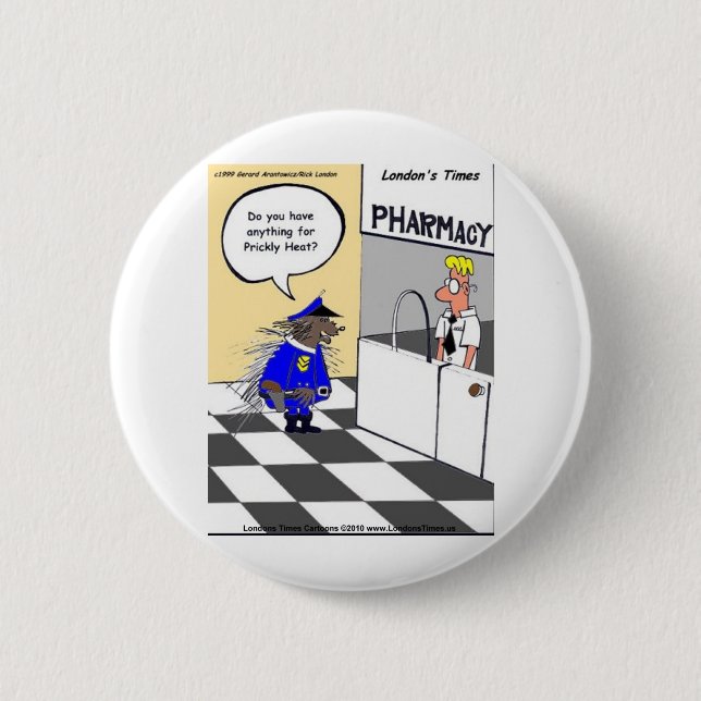 Porcupine Police Funny Gifts Tees & Collectibles Pinback Button (Front)