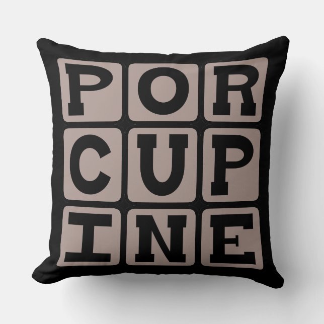Porcupine, Sharp-Quilled Rodent Throw Pillow (Front)