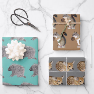 Porcupine, Squirrel and Fawn Wrapping Paper Sheets