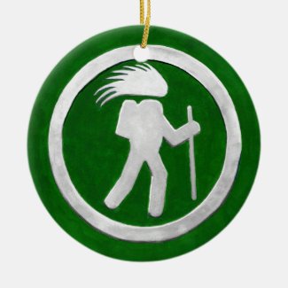 Hiking Porcupine Trail Marker Ceramic Ornament