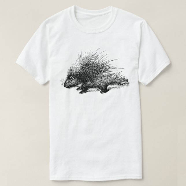 Porcupine Vintage Illustration Mens T-Shirt (Design Front)