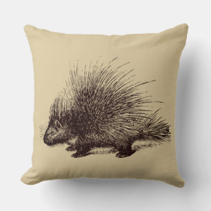 porcupine Vintage illustration Throw Pillow