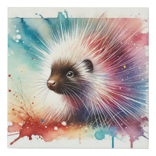 Porcupine Watercolor 180724AREF142 - Watercolor Faux Canvas Print