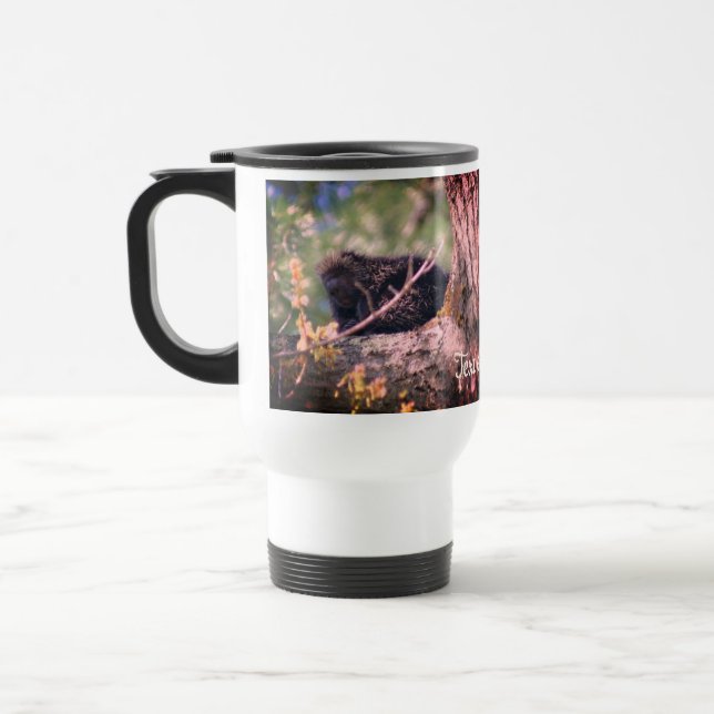 Porcupine Wildlife Nature Personalized  Travel Mug (Left)