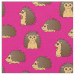 Porcupines Cute Hedgehogs Cartoons Pink Fabric