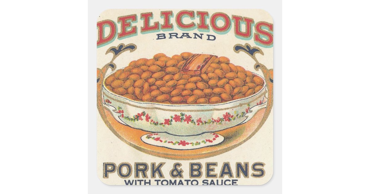 Pork and Beans Square Sticker Zazzle