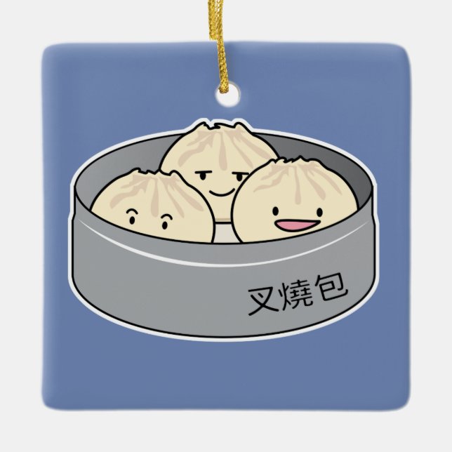 Pork Bun dim sum Chinese breakfast steamed bbq bun Ceramic Ornament (Front)