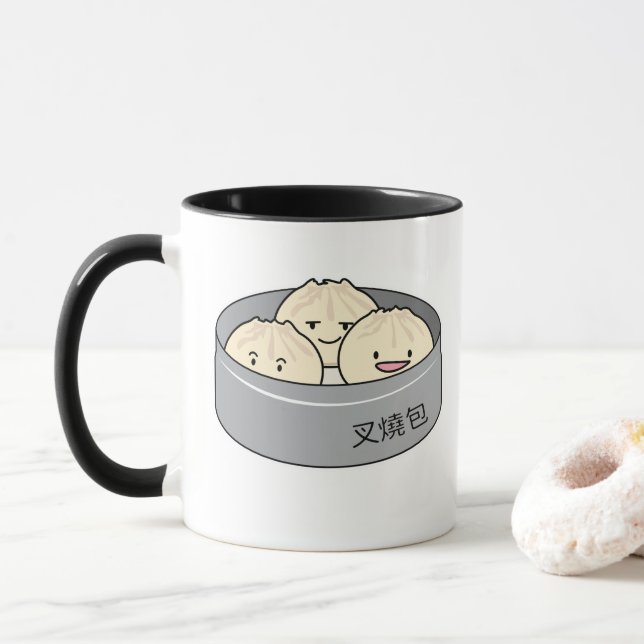 Pork Bun dim sum Chinese breakfast steamed bbq bun Mug (With Donut)