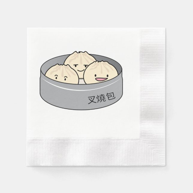 Pork Bun dim sum Chinese breakfast steamed bbq bun Paper Napkins (Front)