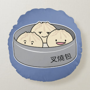 Pork Bun dim sum Chinese breakfast steamed bbq bun Round Pillow