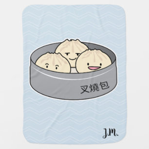 Pork Bun dim sum Chinese breakfast steamed bbq bun Swaddle Blanket