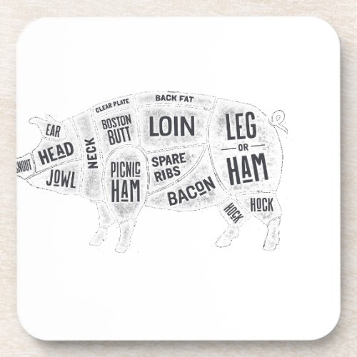 Pork Butcher Chart Beverage Coaster