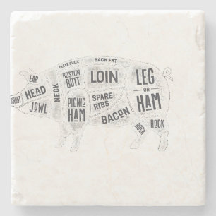 Pork Butcher Chart Stone Coaster