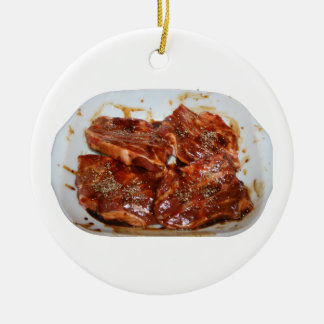 Pork Chops in White Dish Photograph Ceramic Ornament