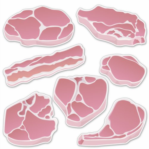 Pork Cuts Icons Set Sticker