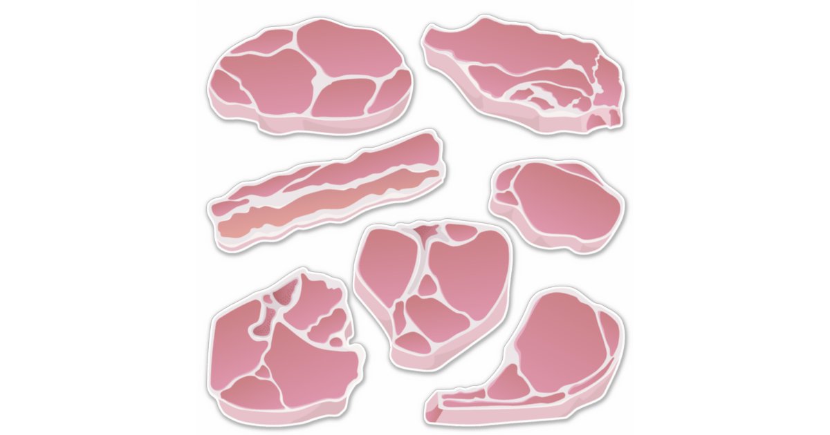 Pork Cuts Icons Set Sticker | Zazzle