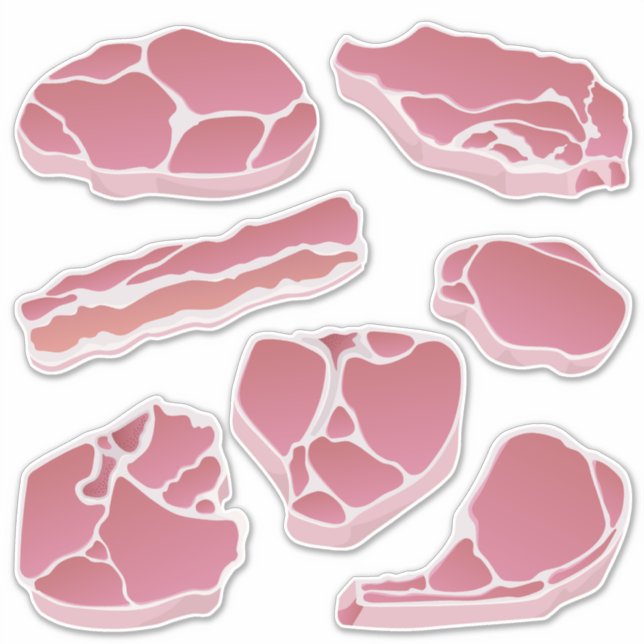 Pork Cuts Icons Set Sticker (Front)