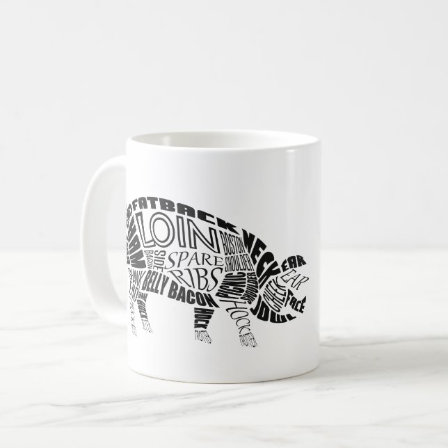 Pork Cuts Typogram Word Cloud Coffee Mug (Front Left)