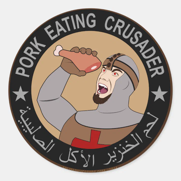 Pork Eating Crusader Classic Round Sticker Zazzle