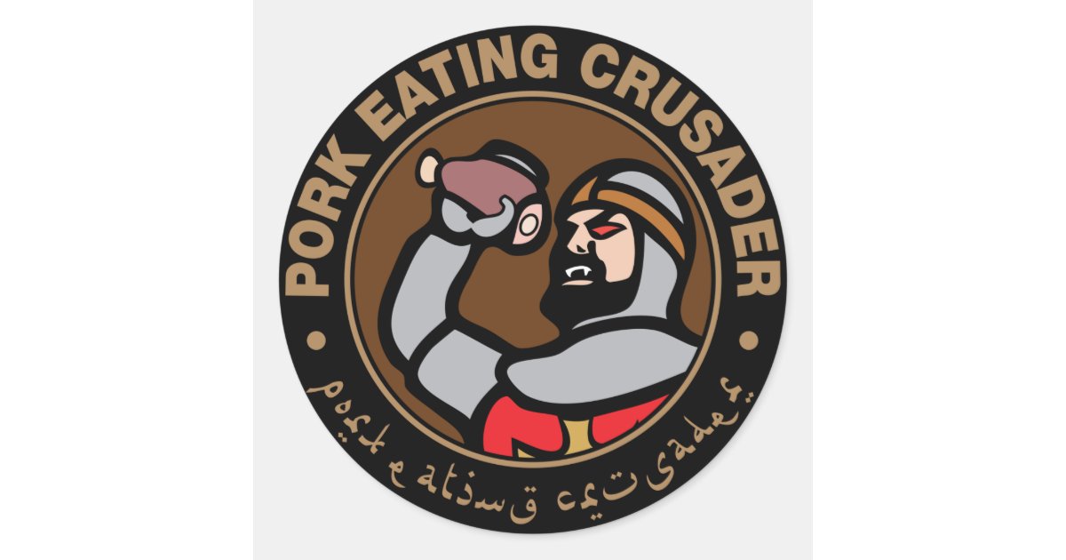 Pork Eating Crusader Classic Round Sticker Zazzle