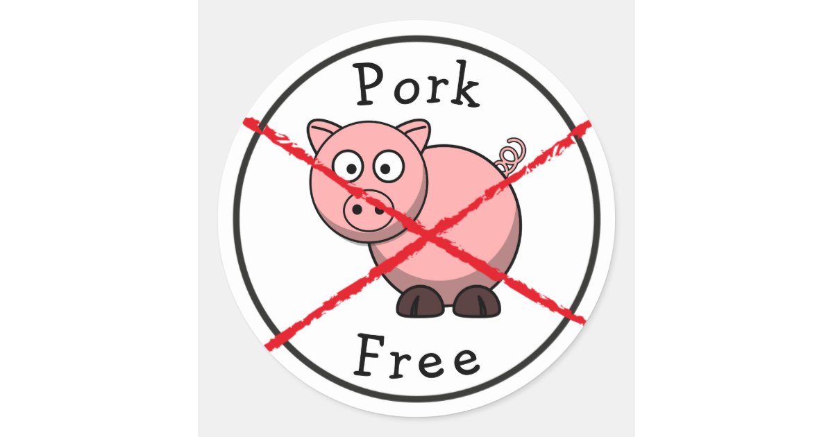 Pork Free No Pigs Food Label Sticker Allergies Zazzle
