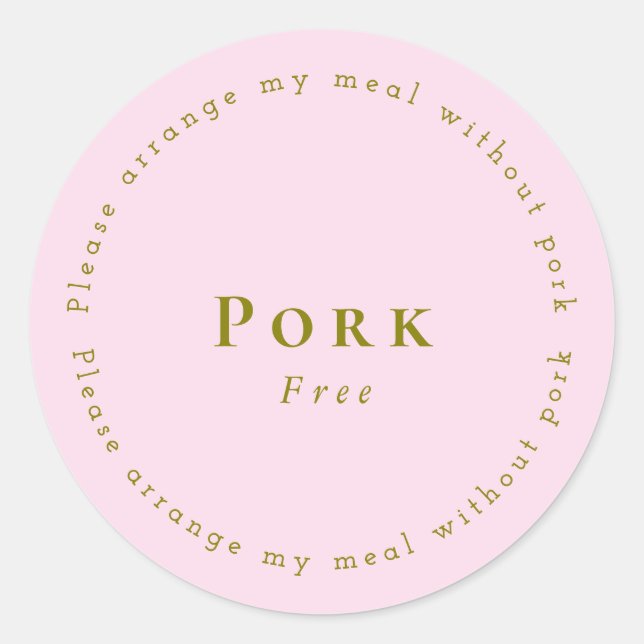 Pork-Free Request Sticker, Light pink Classic Round Sticker (Front)