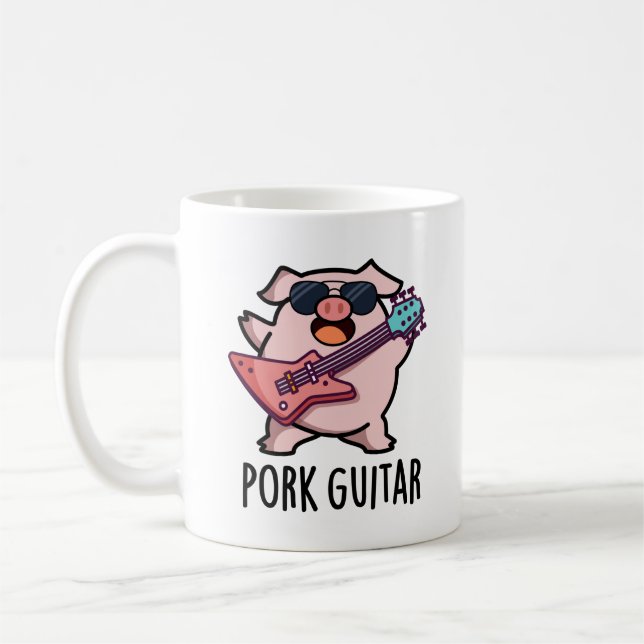 Pork Guitar Funny Rock Guitar Pig Pun Coffee Mug (Left)