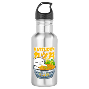 Pork Katsudon Cat Stainless Steel Water Bottle