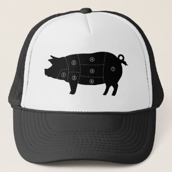 Pork Meat Cuts Butcher Shop Gifts Trucker Hat by fotoshoppe at Zazzle
