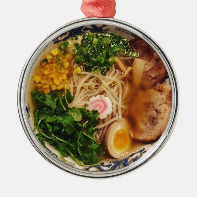 Pork Ramen Noodles Metal Ornament (Front)