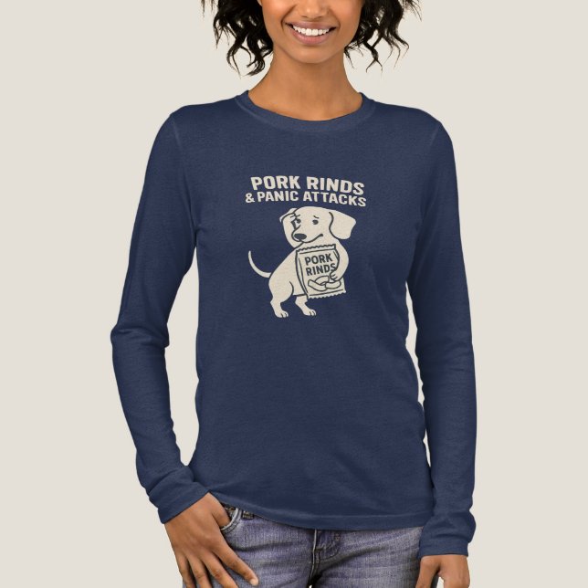 Pork Rinds & Panic Attacks | Anxious Dachshund Tri-Blend Shirt (Front)