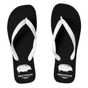 Porkatarian - Funny Bacon Lover Vintage Pig Flip Flops